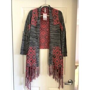 Brooke & Arrow Waterfall Fringe Cardigan Sz S Boutique Sweater Aztec Geometric